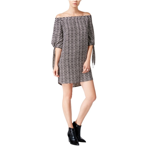 Bar III Dresses & Skirts - Bar III Printed Off-The-Shoulder Casual Dress, L